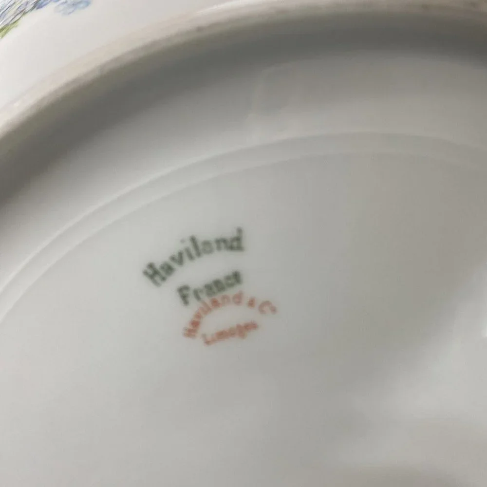 Vintage Limoges france haviland Vegetable Serving Dish blue flowers 9.5”